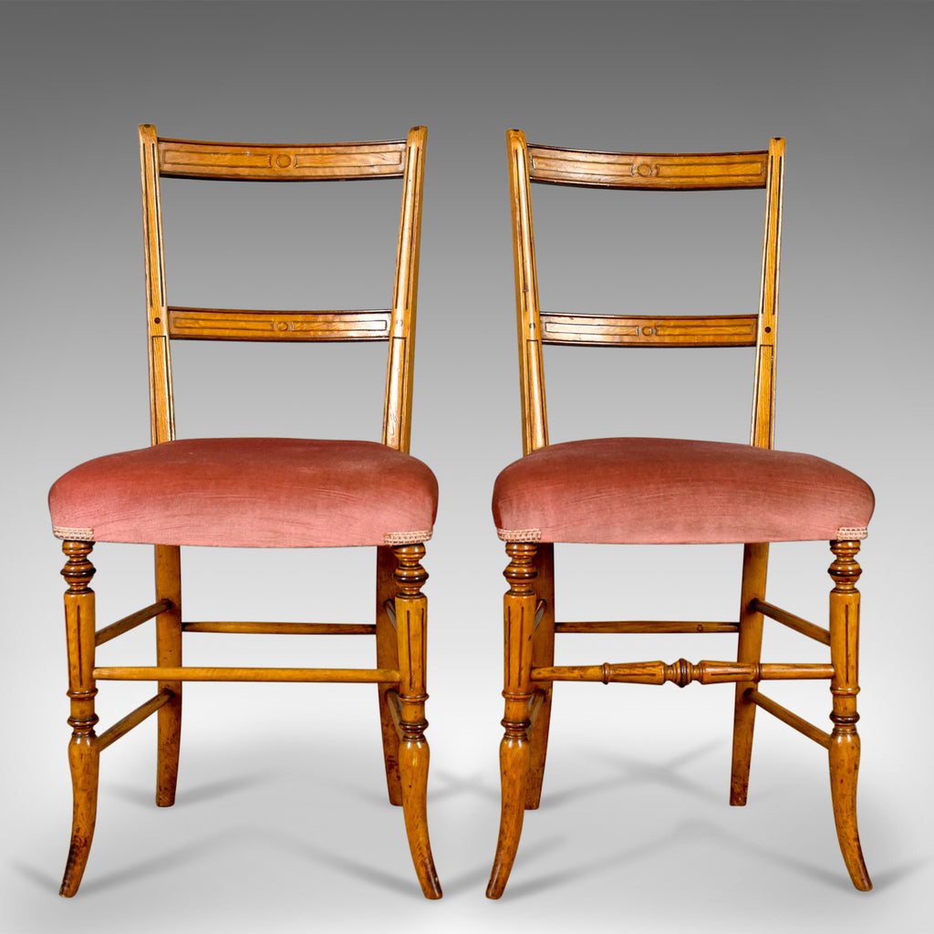 Pair of Antique Chairs, Upholstered, Victorian, English, Walnut, Side Circa 1880 - London Fine Antiques