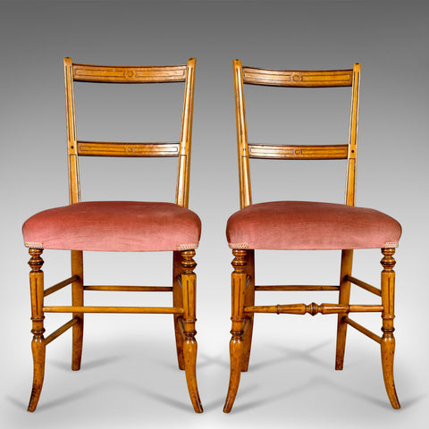 Pair of Antique Chairs, Upholstered, Victorian, English, Walnut, Side Circa 1880 - London Fine Antiques