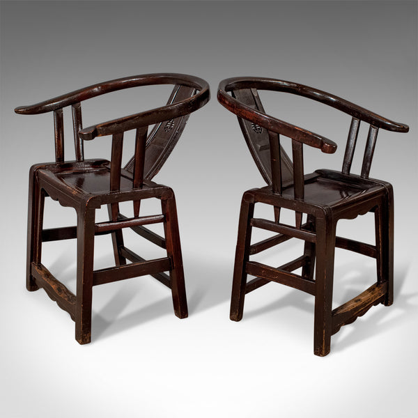 Pair of Antique Chinese Elbow Chairs, Oriental, Carver, Armchair, Circa 1890 - London Fine Antiques