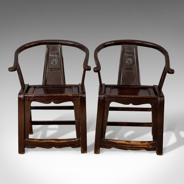 Pair of Antique Chinese Elbow Chairs, Oriental, Carver, Armchair, Circa 1890 - London Fine Antiques