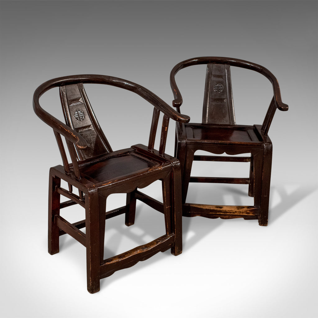 Pair of Antique Chinese Elbow Chairs, Oriental, Carver, Armchair, Circa 1890 - London Fine Antiques
