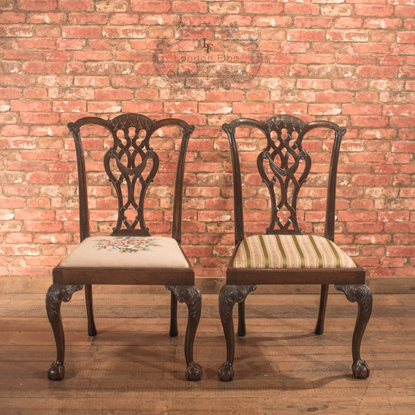 Pair of Antique Dining Chairs, Victorian after Chippendale - London Fine Antiques