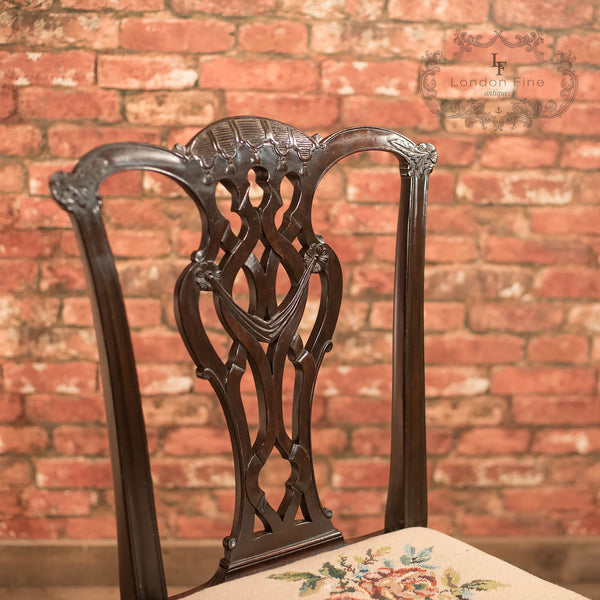 Pair of Antique Dining Chairs, Victorian after Chippendale - London Fine Antiques