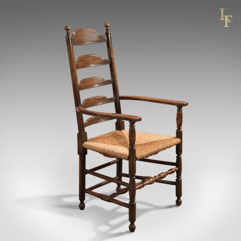 Antique Elbow Chair, Dining Ladderback c.1900 - London Fine Antiques