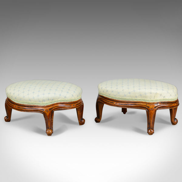 Pair of Antique Foot Stools, English, Victorian, Carriage Rests, Walnut, c.1890 - London Fine Antiques