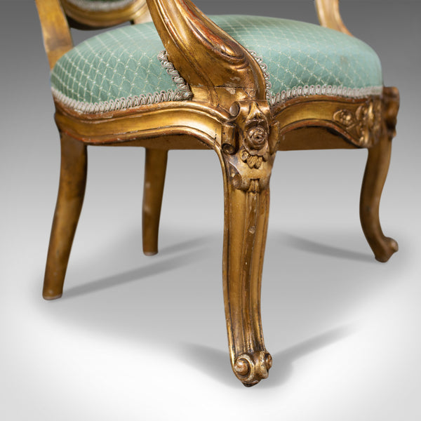 Pair of Antique, Louis XV Revival, Open Armchairs. French, Giltwood, Circa 1900 - London Fine Antiques