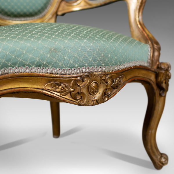 Pair of Antique, Louis XV Revival, Open Armchairs. French, Giltwood, Circa 1900 - London Fine Antiques