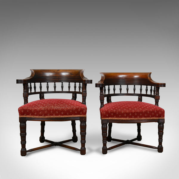 Pair of Antique Salon Chairs, English, Late Victorian, His and Hers, Circa 1900 - London Fine Antiques