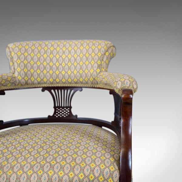 Pair of Antique Salon Chairs, English, Victorian, Scroll Back, Armchairs, c.1870 - London Fine Antiques