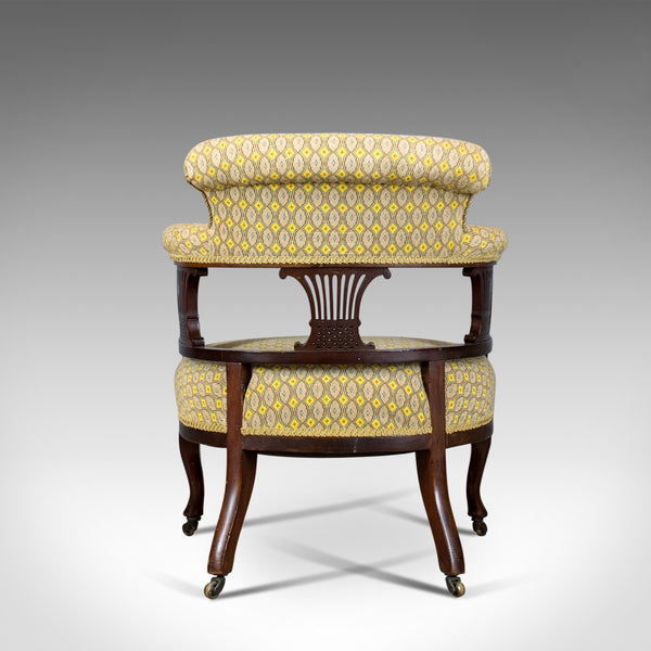 Pair of Antique Salon Chairs, English, Victorian, Scroll Back, Armchairs, c.1870 - London Fine Antiques