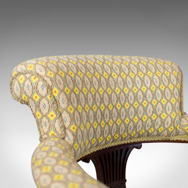 Pair of Antique Salon Chairs, English, Victorian, Scroll Back, Armchairs, c.1870 - London Fine Antiques