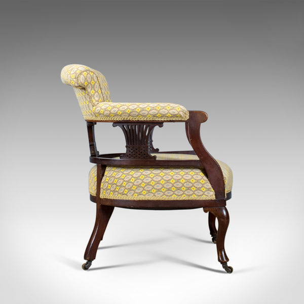 Pair of Antique Salon Chairs, English, Victorian, Scroll Back, Armchairs, c.1870 - London Fine Antiques