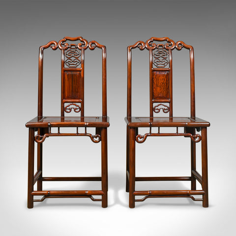 Pair of Chinese Hall Chairs, Traditional, Rosewood, Mid 20th Century - London Fine Antiques