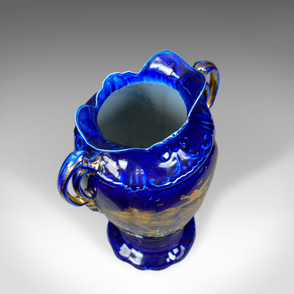 Pair of Decorative Baluster Vases, Ceramic Urns, Gold, Blue, Late 20th Century - London Fine Antiques