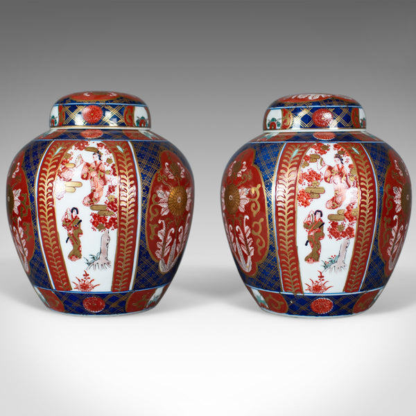 Pair of Imari Ginger Jars, Porcelain Spice Jars, mid-late 20th century - London Fine Antiques
