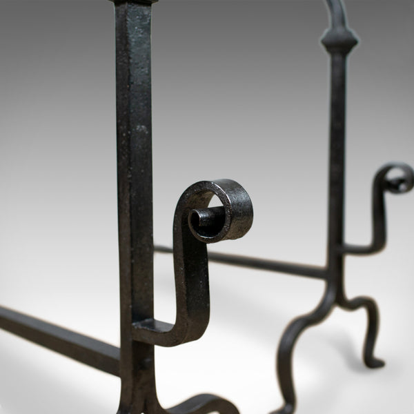 Pair of Large Wrought Iron Firedogs, French, Andirons, Forged, Art Deco C20th - London Fine Antiques