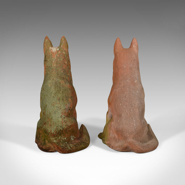 Pair of Life Size Terracotta Alsatian Dogs, German Shepherds, Late C20th - London Fine Antiques