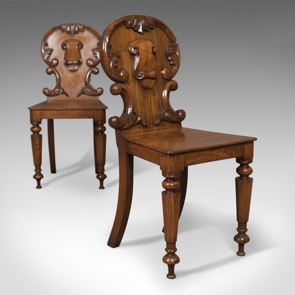 Pair of Scottish Antique Hall Chairs in Oak Circa 1870 - London Fine Antiques