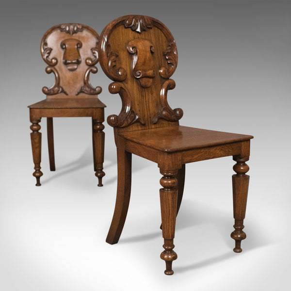 Pair of Scottish Antique Hall Chairs in Oak Circa 1870 - London Fine Antiques