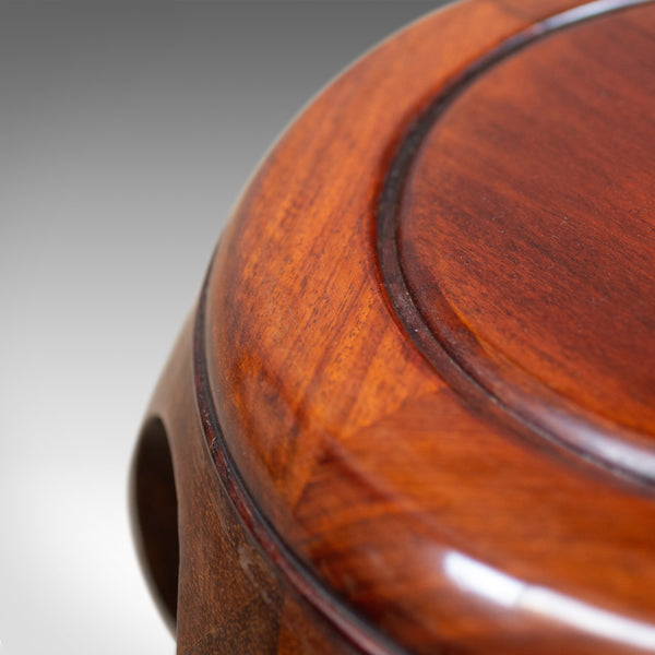 Pair of Vintage Chinese Barrel Side Tables, Huali Rosewood, Stools, C20th - London Fine Antiques