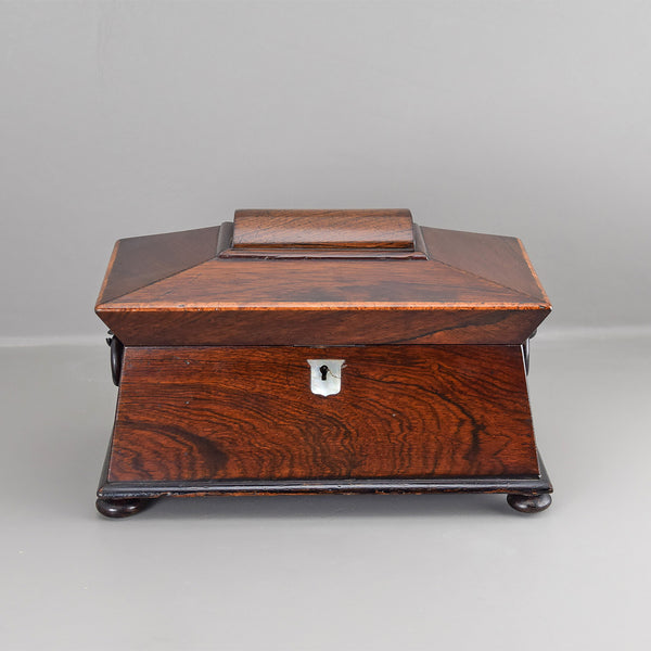 Antique Tea Caddy, Victorian Rosewood c.1840 - London Fine Antiques