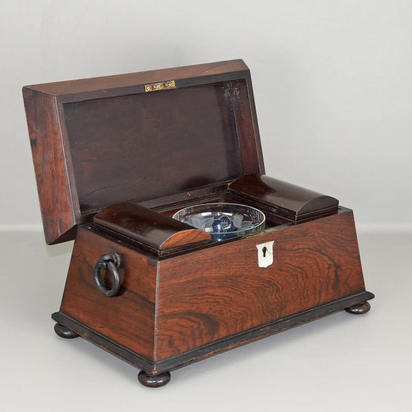 Antique Tea Caddy, Victorian Rosewood c.1840 - London Fine Antiques