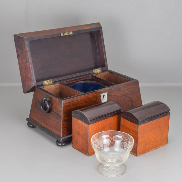 Antique Tea Caddy, Victorian Rosewood c.1840 - London Fine Antiques