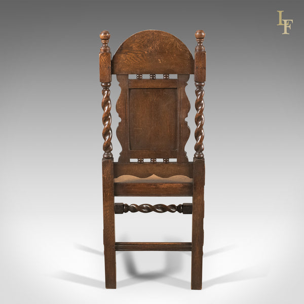 Antique Flemish Hall Chair, Carved Oak c.1900 - London Fine Antiques
