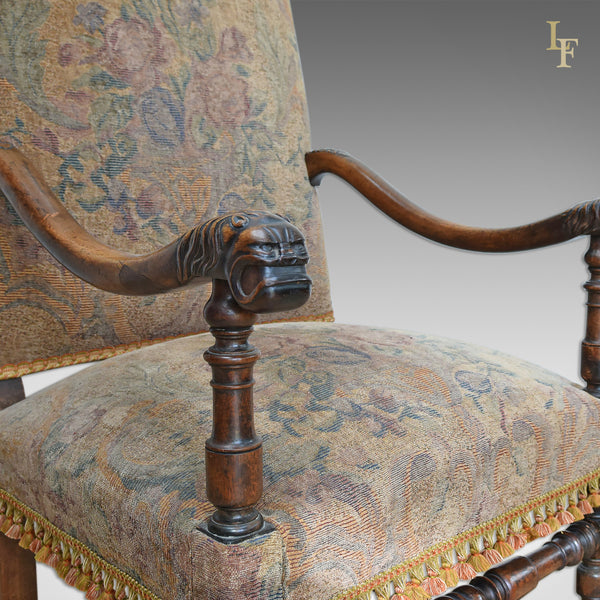 Antique Flemish Armchair, Walnut Frame C.1880 - London Fine Antiques