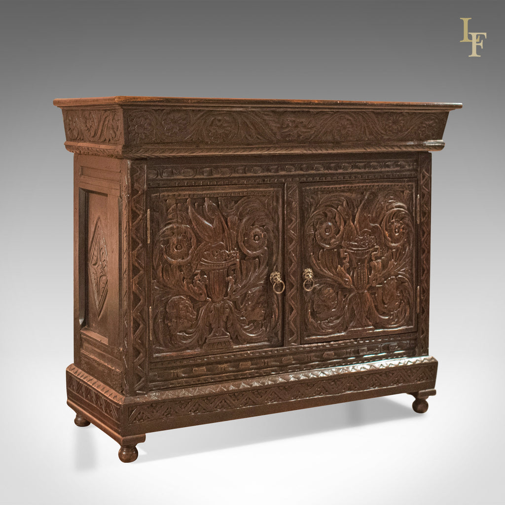 Antique Oak Cabinet, Profusely Carved, C17th & Later - London Fine Antiques