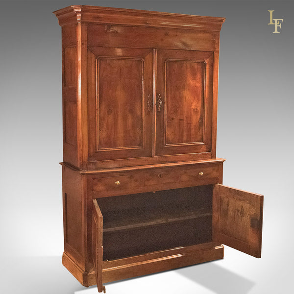 Antique House Keepers Cupboard, French Buffet A Deux Corps, Yew Wood c.1780 - London Fine Antiques