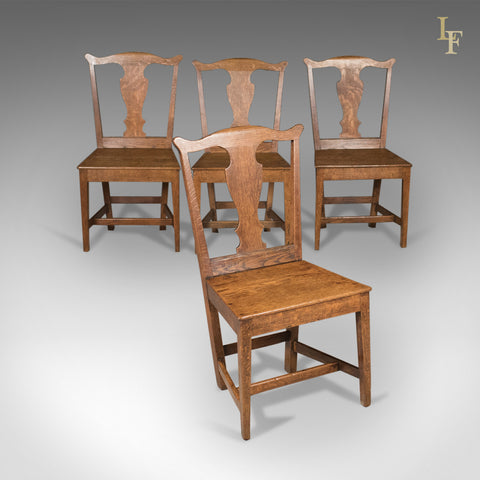 Antique Set of 4 Chairs, English Country Kitchen, Victorian c.1850 - London Fine Antiques