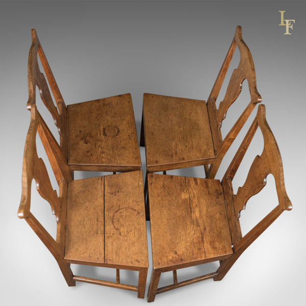 Antique Set of 4 Chairs, English Country Kitchen, Victorian c.1850 - London Fine Antiques