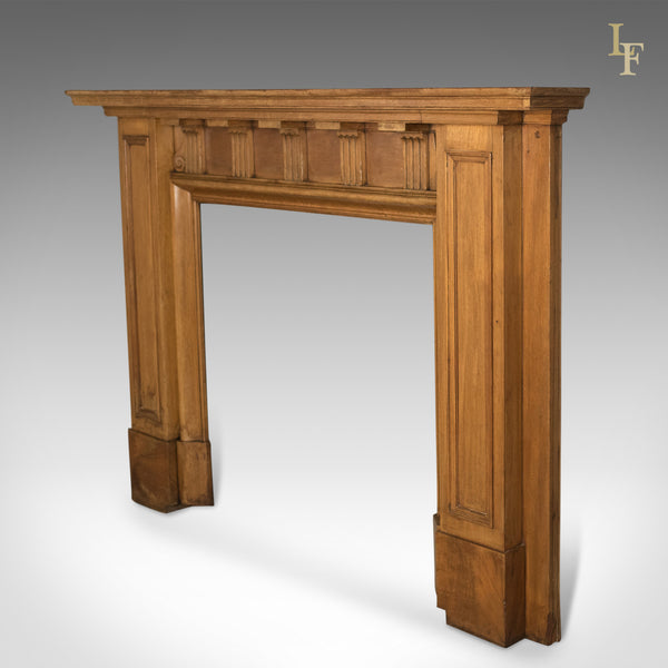 Arts & Crafts Antique Fireplace, Victorian Mantelpiece Fire Surround in Walnut, English c.1900 - London Fine Antiques