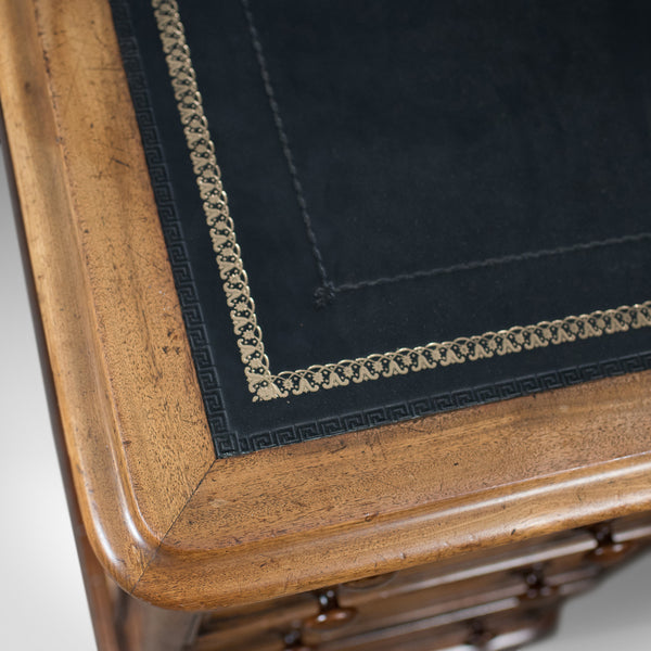 Large Antique Pedestal Desk, English, Mahogany, Victorian, Partners c.1860 - London Fine Antiques