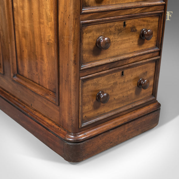 Large Antique Pedestal Desk, English, Mahogany, Victorian, Partners c.1860 - London Fine Antiques
