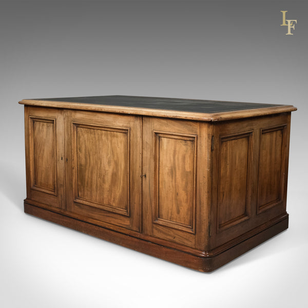 Large Antique Pedestal Desk, English, Mahogany, Victorian, Partners c.1860 - London Fine Antiques
