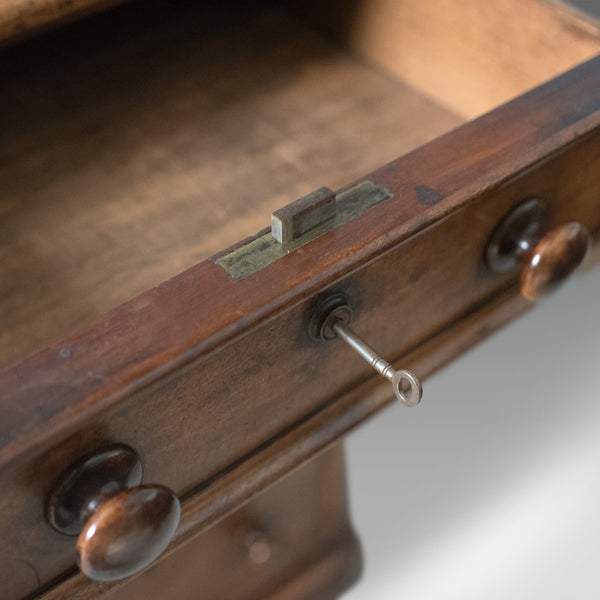 Large Antique Pedestal Desk, English, Mahogany, Victorian, Partners c.1860 - London Fine Antiques