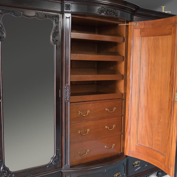 Very Large Victorian, English, Antique Wardrobe. Compactum in Mahogany, Mid 19th Century c.1870 - London Fine Antiques