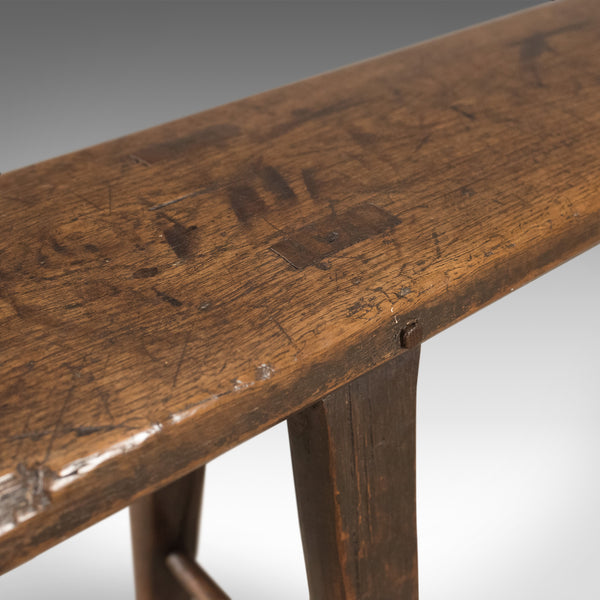 Early 18th Century Antique English Oak Bench, 4 Seater Georgian Form, c.1740 - London Fine Antiques
