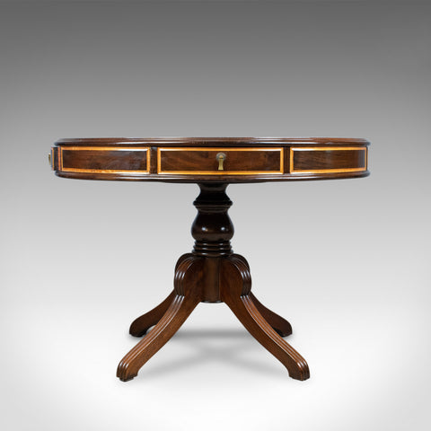 Regency Revival Drum Table, Mahogany, English, C20th, Centre, Side, Library - London Fine Antiques