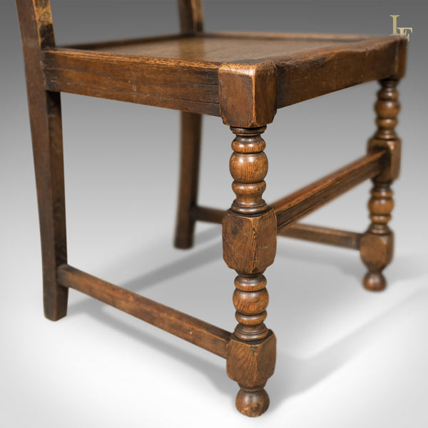 Scottish Set of 4 Antique Dining Chairs, Oak, Victorian c.1900 - London Fine Antiques
