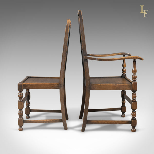 Scottish Set of 4 Antique Dining Chairs, Oak, Victorian c.1900 - London Fine Antiques