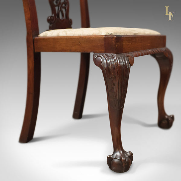 Set of 4 Antique Dining Chairs, Victorian Chippendale Revival, c.1890 - London Fine Antiques