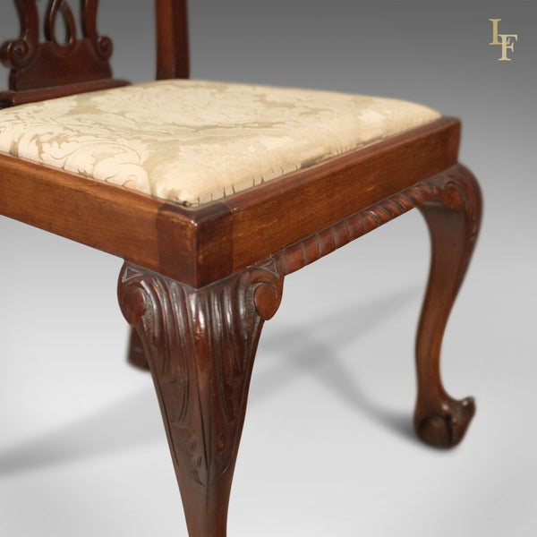 Set of 4 Antique Dining Chairs, Victorian Chippendale Revival, c.1890 - London Fine Antiques