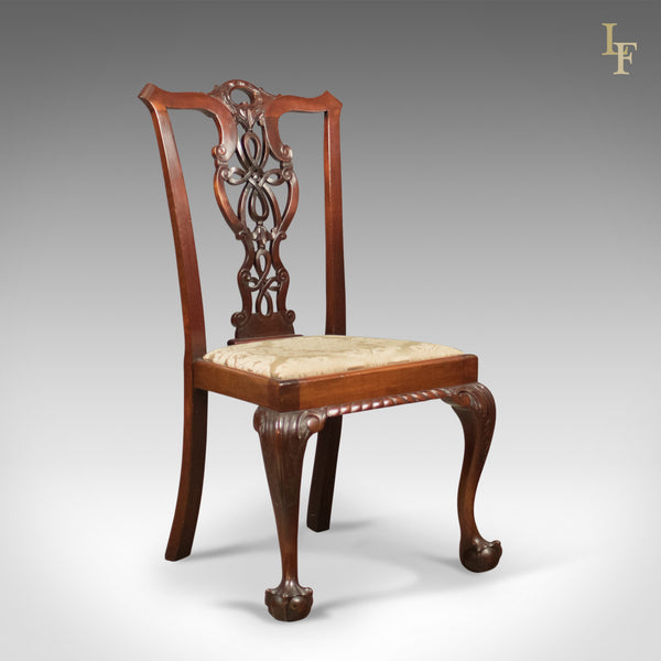 Set of 4 Antique Dining Chairs, Victorian Chippendale Revival, c.1890 - London Fine Antiques