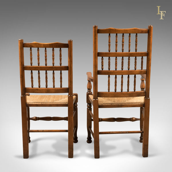 Set of 8 Dining Chairs, Lancashire Spindleback, English, Quality C20th - London Fine Antiques