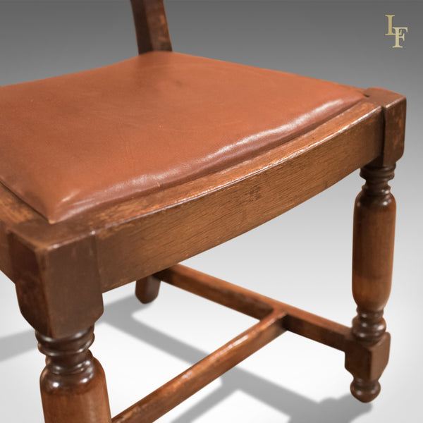 Set of Four Antique Dining Chairs, Edwardian Oak and Leather c.1910 - London Fine Antiques