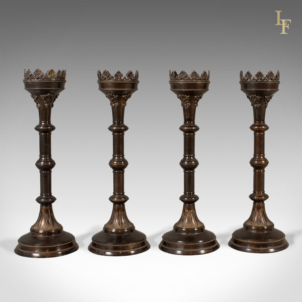 Set of Four Large Candlesticks, Church Candle Pricket Torcheres - London Fine Antiques