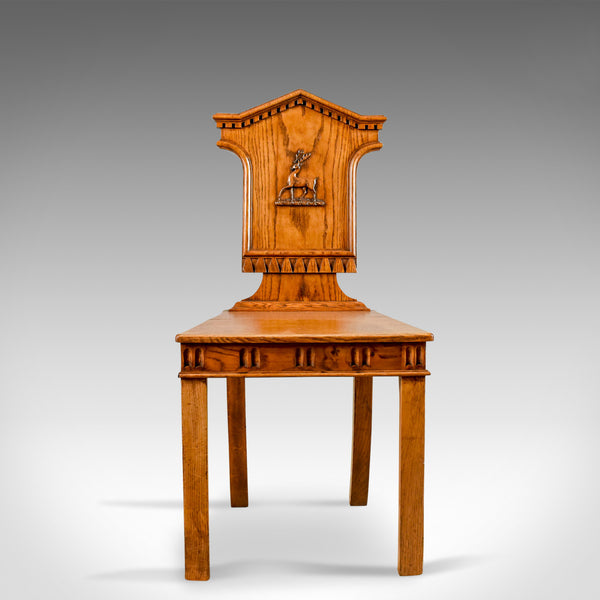 Set Of Three Antique Hall Chairs, Oak, Scottish, Stag, Regency Circa 1820 - London Fine Antiques